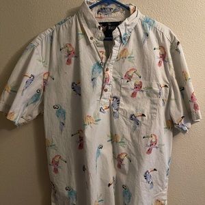 Mens casual dress, 3 button Henley style neckline, button down collar,